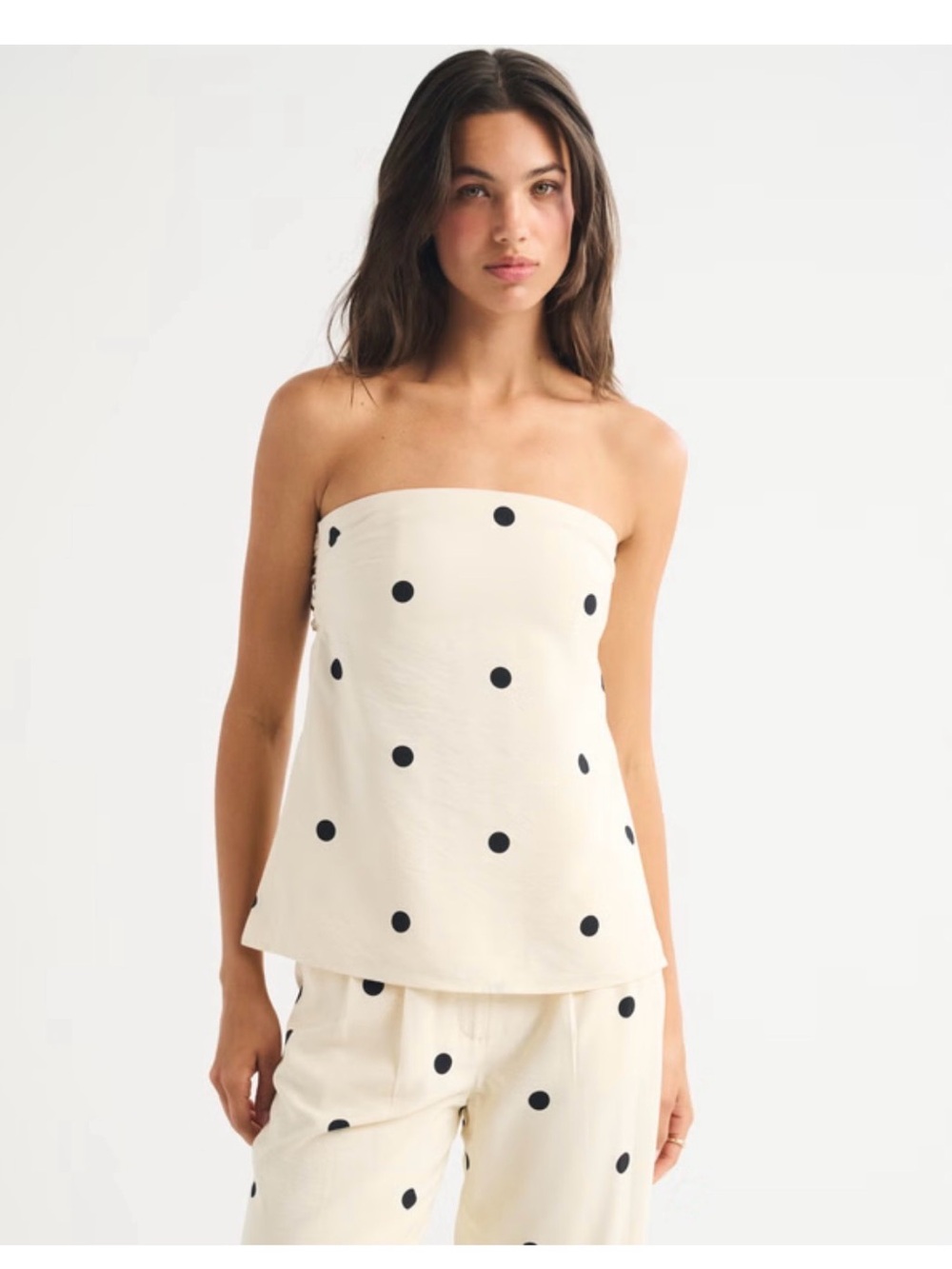 Abercrombie and Fitch Strapless Cream Polka Dot Top